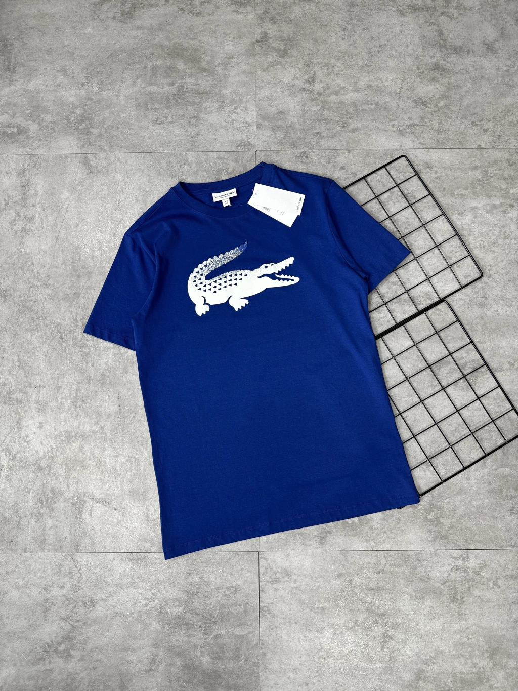 Camiseta Lacoste Azul Jacaré Grande