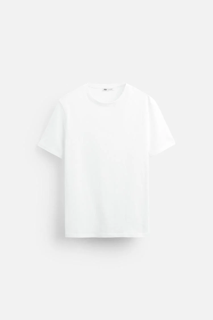 Camiseta Zara Slim Fit Branca